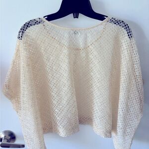 Sequinned batwing fishnet top